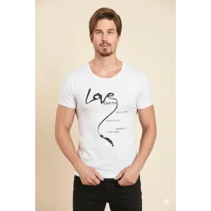 Berrak Erkek Love Baskılı T Shirt 1037