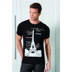 Berrak Kule Baskılı Erkek T-Shirt 1043 Siyah XL