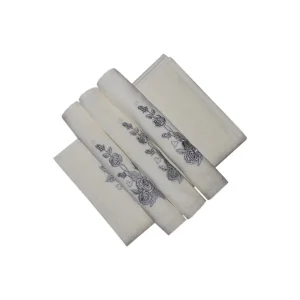 Bulteks Simli Nakışlı Kadife Ekru El Havlusu 30x50 Desen 5
