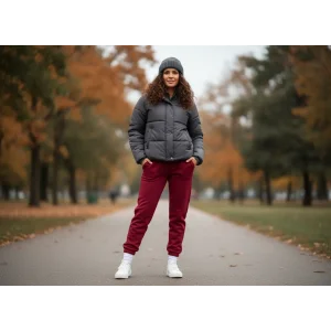 Jogger 3 İplik Şardonlu Cepli Tek Alt Siyah Siyah Bordo