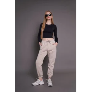 Jogger 3 İplik Şardonlu Cepli Tek Alt Siyah Siyah Sütlü Kahve
