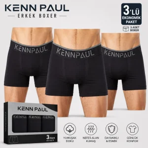 Kennpaul Likralı Erkek Boxer 3 ADET