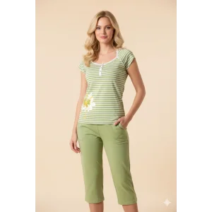 Şahinler Kadın Çizgili Patlı Kaprili Pijama 21173