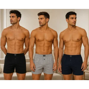 Tutku Elit Havlu Belli Düğmeli Saf Pamuk Erkek Boxer 3 ADET