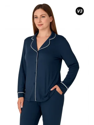 Limissi Önden Düğmeli Kadın Pijaması acivert Renk 26611