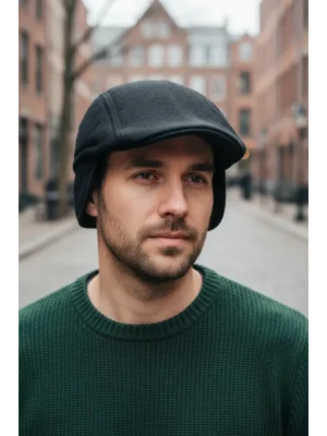 yoncatotpan Kış ve Sonbahar için Siyah Klasik Model Kulak Kapatan Kasket Şapka Esnek ve Rahat