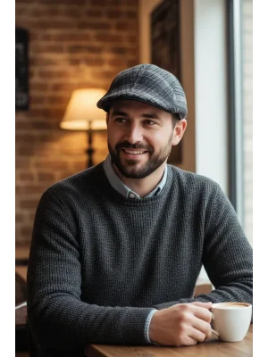 Kışlık Kulaklı Ekose Ördek Şapka Koyu Renk