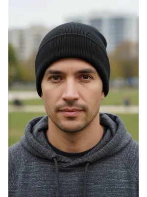 yoncatoptan Unisex Kış ve Sonbahar için Çift Kat Siyah Bere Yeni Üretim