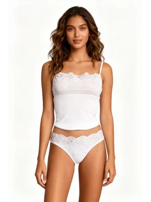 Clear Embroidered String Strap Bikini Set 2112