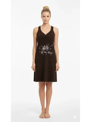 2405 Berrak Kahverengi Baskılı Elbise