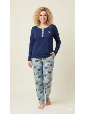 LİMİSSİ VİSKON ALT DESENLİ PİJAMA TAKIMI