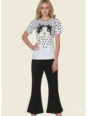 Clear Cat Printed Womens Capri Set 2465