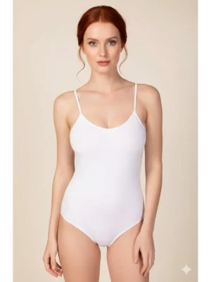 Clear Womens String Strap Snap Fastener Bodysuit 2081