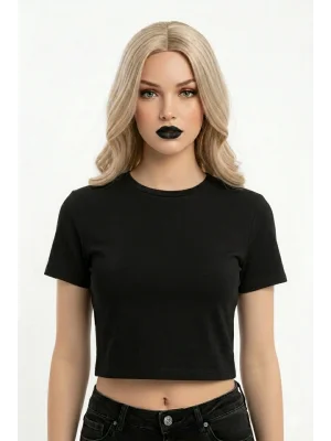 crop kısakollu body siyah