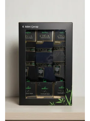 Çega Bambu Erkek Soket Çorap Asorti Renk 6 Adet