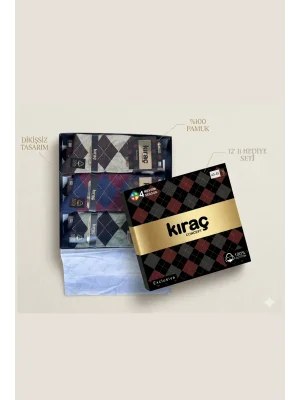 Kıraç Concept Exclusive Ekose Desenli Pamuklu Burun Dikişsiz Erkek Çorap Bileği Sıkmayan Lastik 12 Adet