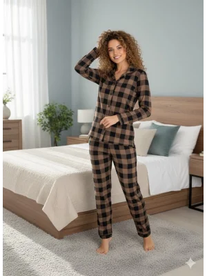 9209 Kly Kadın Düğmeli Pijama Takımı