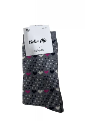 Barış Kalp Desenli Likralı Kadın Soket Çorap 1 Adet