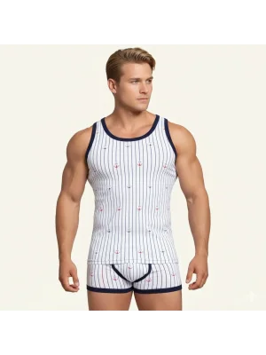 Berrak Erkek Çapa Ve Çizgi Baskı Rambo Atlet 1041