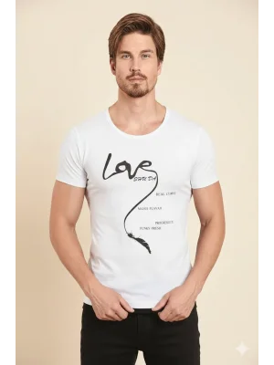 Berrak Erkek Love Baskılı T Shirt 1037
