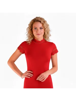 Clear Womens Lace Short Sleeve Elastane Blouse 2144