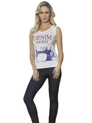 Clear Womens Denim Printed Leggings Set 2481