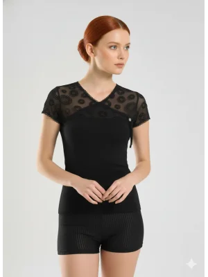 Berrak Womens Flocked Crepe Tank Top Elastane 2174