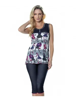 Clear Womens Girl Printed Denim Suit 2468