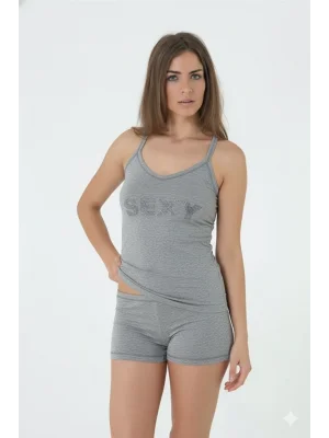 Berrak Sexy Yazı Baskılı Penyeli Şortlu Takım 2670
