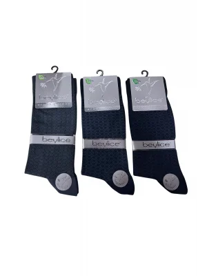 Beylice Desenli Bambu Dikişsiz Erkek Çorabı -Sıkmayan Lastik- Tavşan Kulağı Kavrayan Topuk 12 ADET