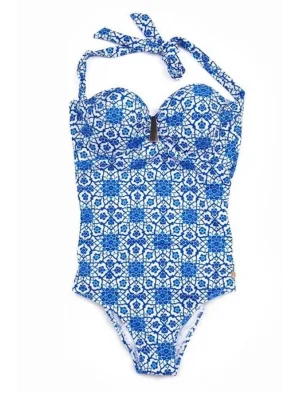 Black Spade Kadın Mavi Baskılı Mayo 8258