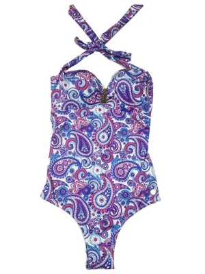 Blackspade Mavi Şal Desenli Kadın Mayo 8258