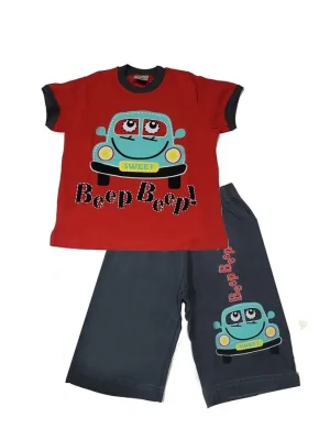 Boys Car Patterned Capri Suit