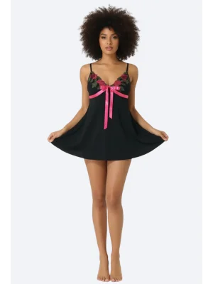 Rose Embroidered Modal Nightgown Set 2602