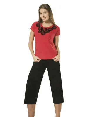 HMD Kadın Laseli İncili Kapri Takım 50016