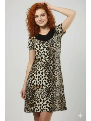 HMD Kadın Leopar Baskılı Elbise 70012