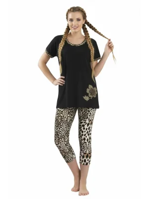 HMD Womens Leopard Short Leggings Set 60012