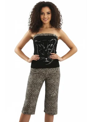 HMD Kadın Leopar Straplez Kapri Takım 50026