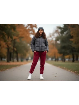 Jogger 3 İplik Şardonlu Cepli Tek Alt Siyah Siyah Bordo