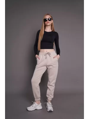 Jogger 3 Yarn Brushed Pocket Single Bottom Black Black Milk Coffee