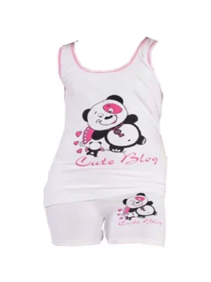 Girl Bear Printed Wide Strapped Elastane Set