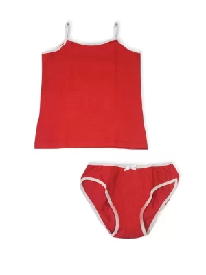 Girl Child Strapped Tank Top Set Red 2544