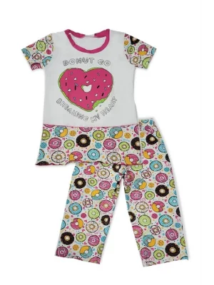 Girl Child Donut Patterned Colorful Pajama Set