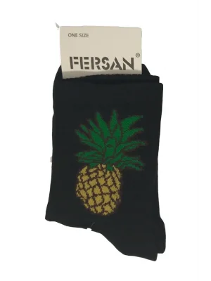 Kolej Kız Ananas Desenli Çorap