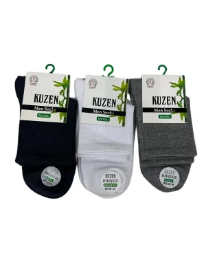 Kuzen Dikişsiz Yarım Konç Bambu Erkek Çorap 3 Adet