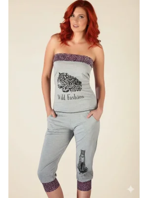 Leopar Desenli Straplez Takım