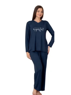 Limissi Lacivert Uzun Kollu kadın Pjamaı 26613