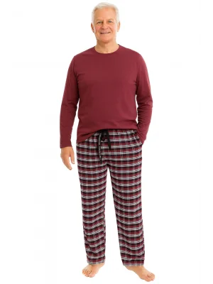 Pijalüx Mens Checkered Poplin Pocketed Bottom Pajamas