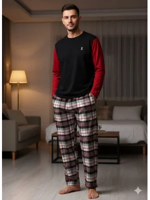 Pijalüx Tek Alt Ekose Kalın Poplin Pijama