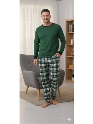 Pijalüx Tek Alt Ekose Kalın Poplin Ev Pantalonu